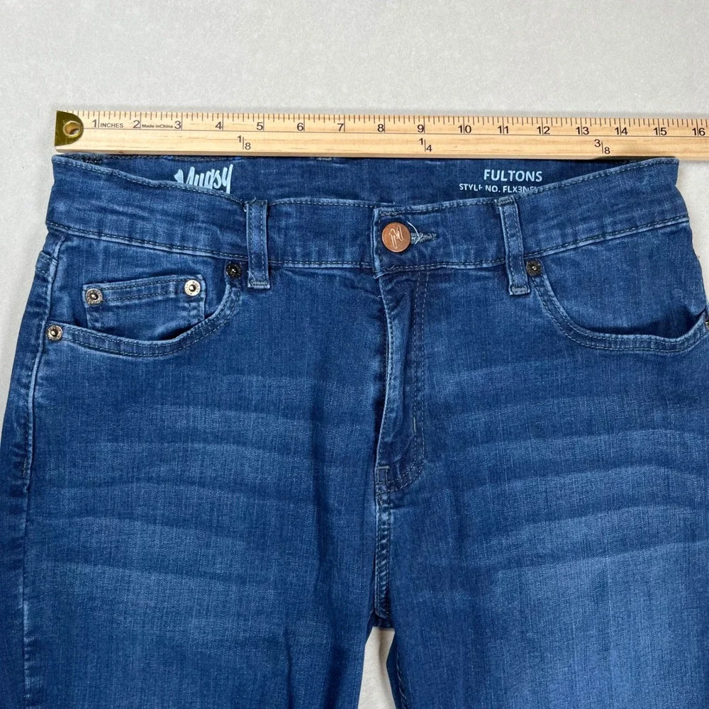 Mugsy Fultons Jeans Men 35x30‎ Blue Medium Wash Stretch Straight Leg Casual Fit